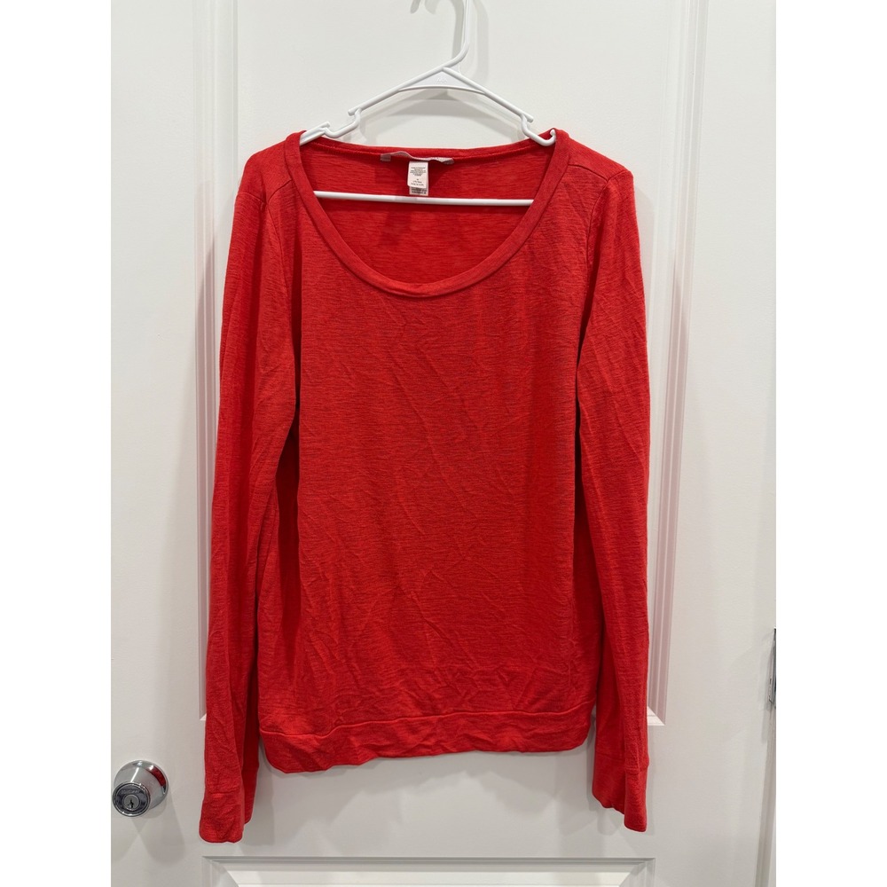 Victoria's Secret Womens Medium Red Slub Knit Scoop Neck Long Sleeve Top